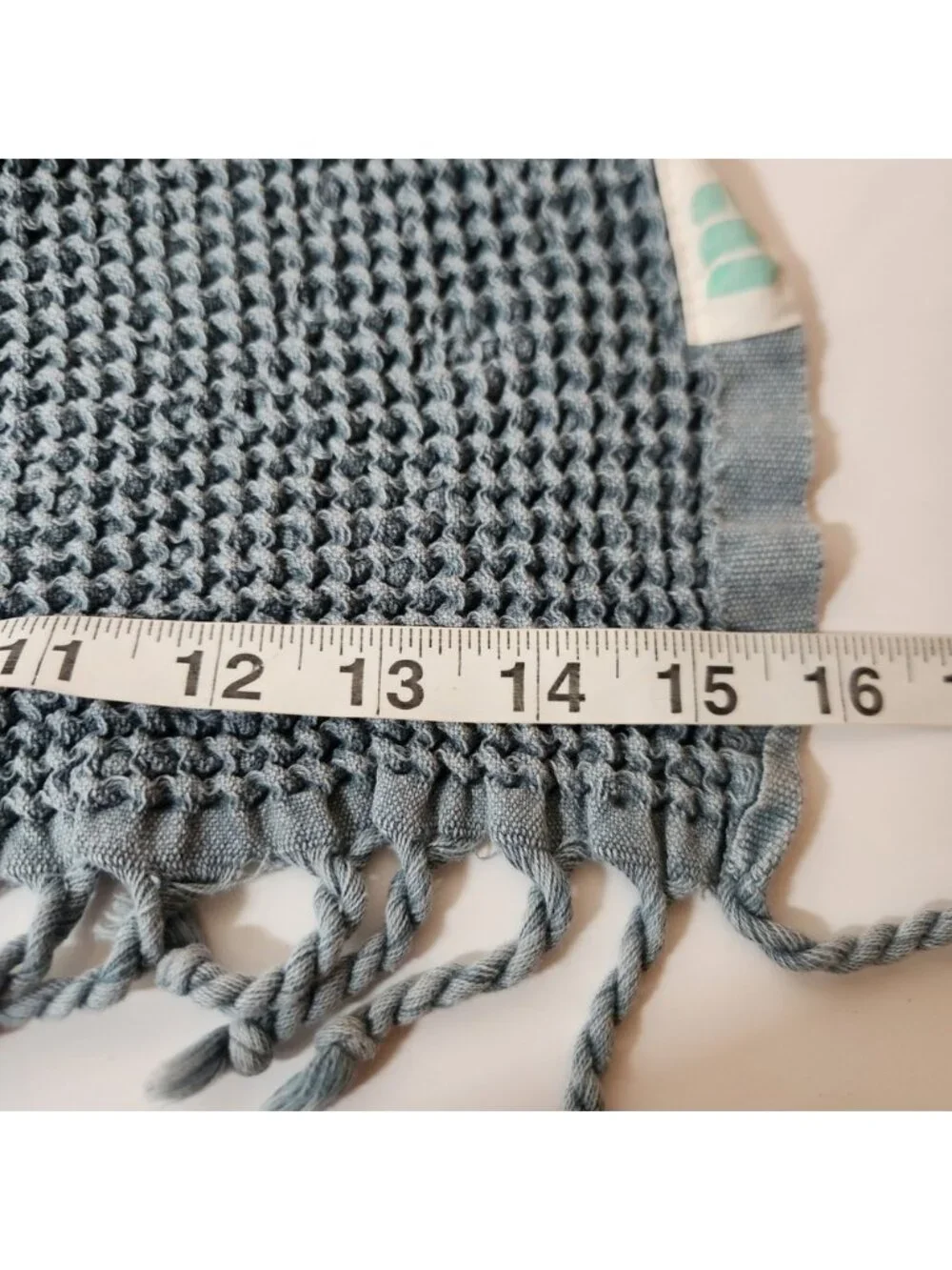 Mint and grey, Blue Waffle Weave Cotton Bath Towel Tassel Fringe Turkish set
